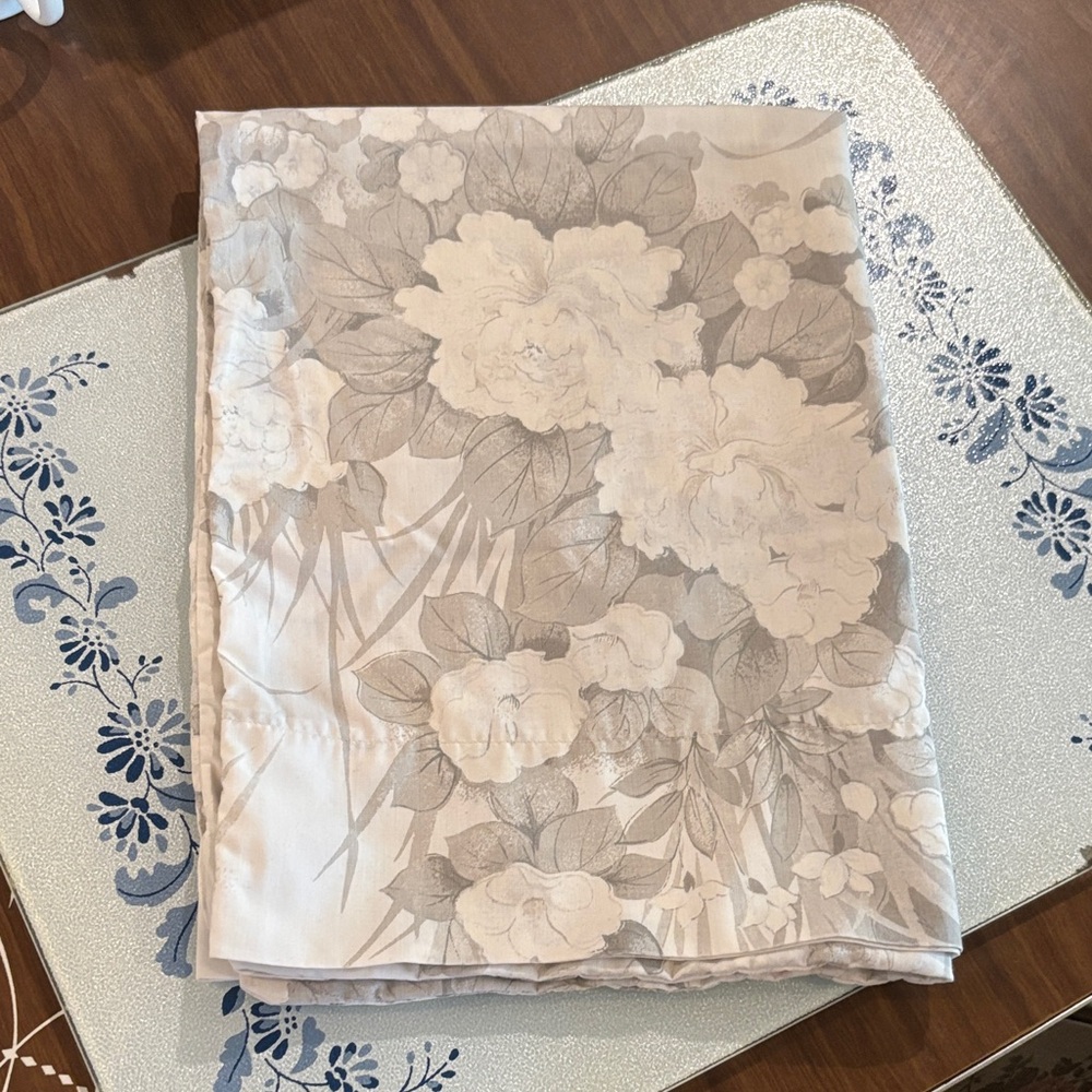 Vintage Cream and Gray Floral Pillow Cover